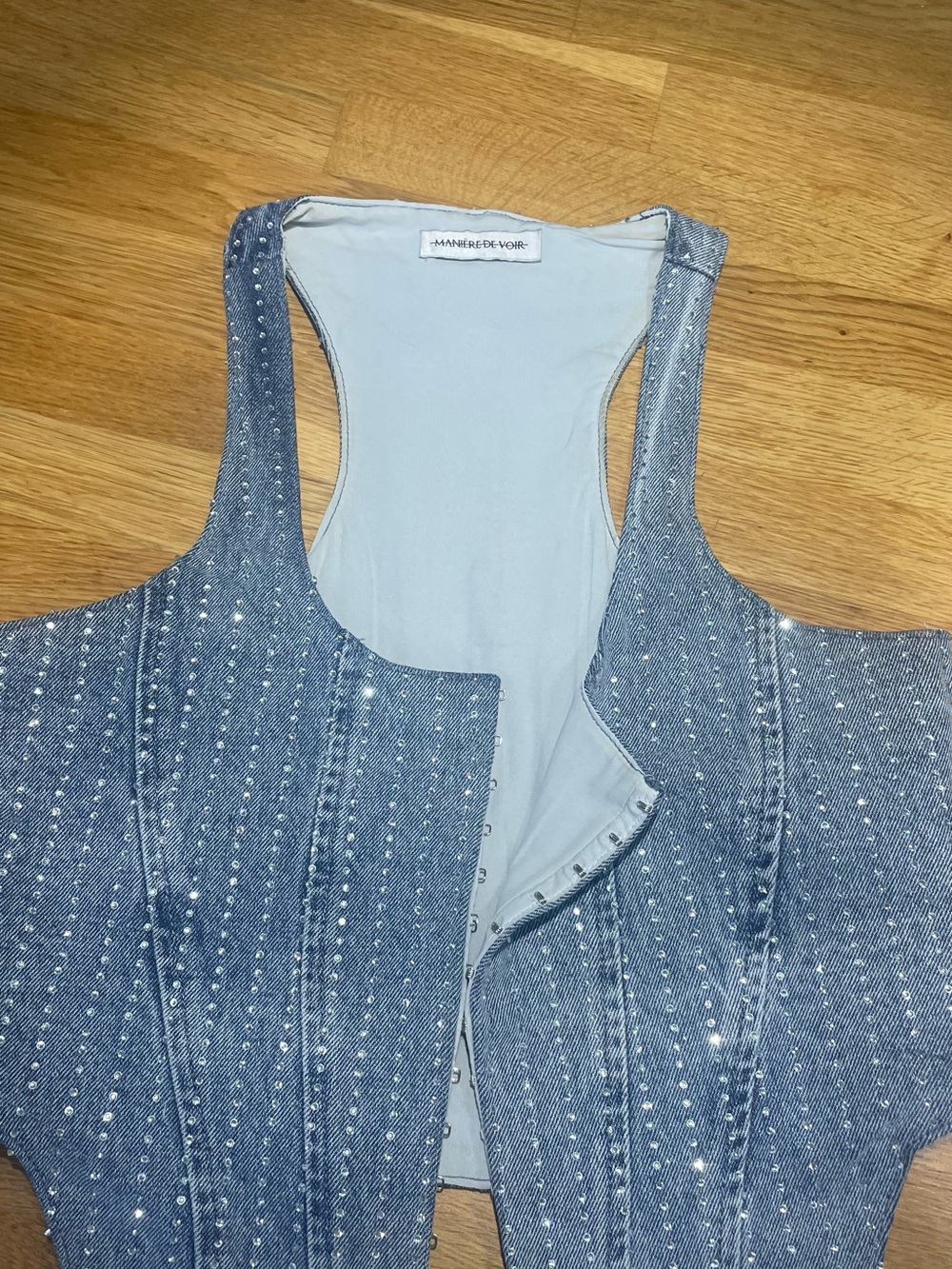 Maniere de vior Blue sequin Denim Two-Piece Set - Picture 5 of 6